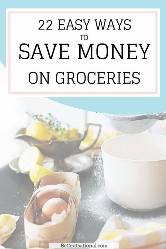 Save Money on groceries. A picture of a dark color kitchen counter with some eggs, and lemons and a bowl with colander on top sugar.