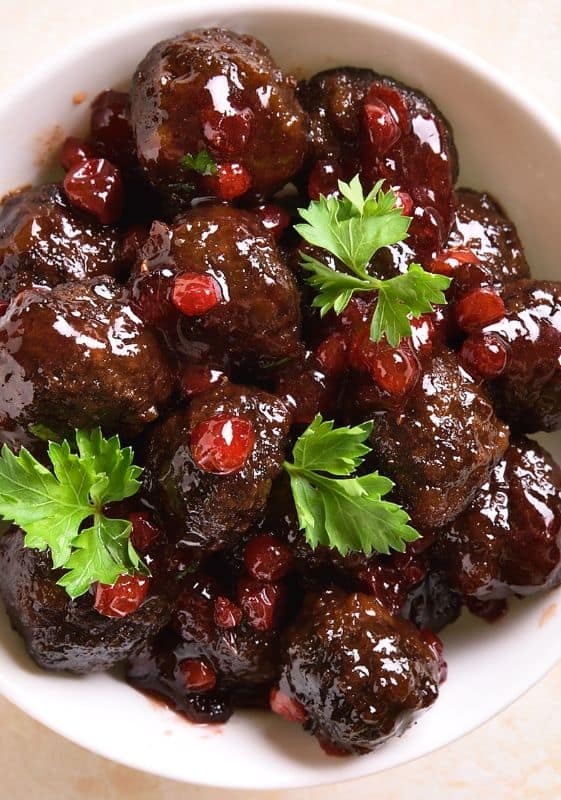 3 ingredient cranberry meatballs, great for a keto snack or low carb dinner.