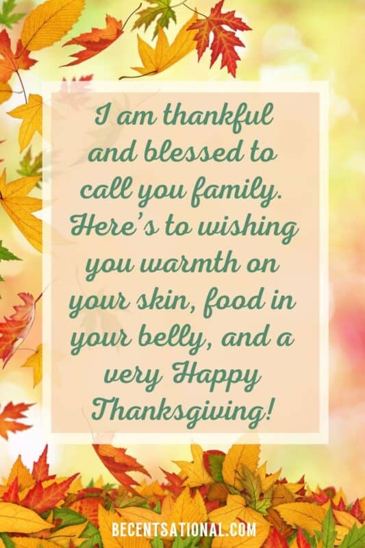 I am thankful and blessed to call you family. Here’s to wishing you warmth on your skin, food in your belly, and a very Happy Thanksgiving!
