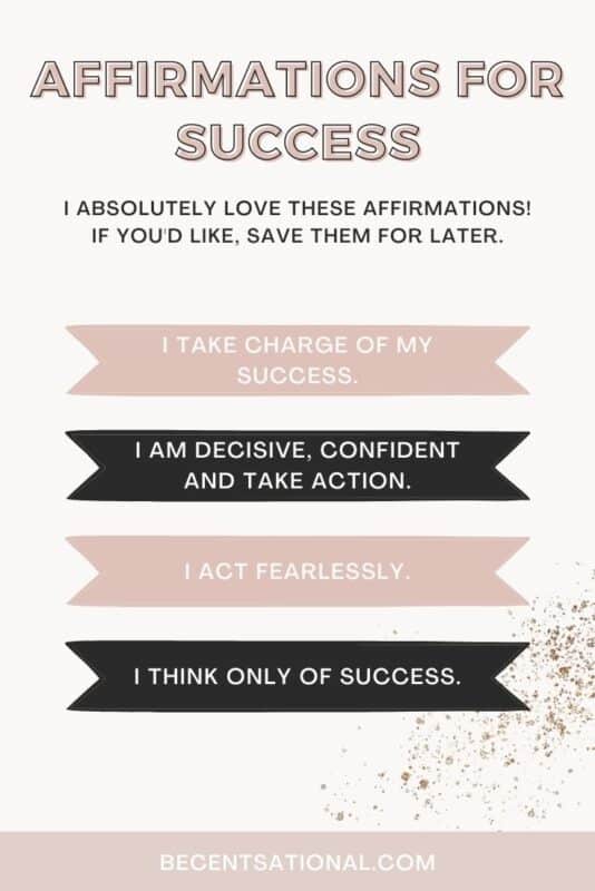 four daily Affirmations for Success. on a beige background.