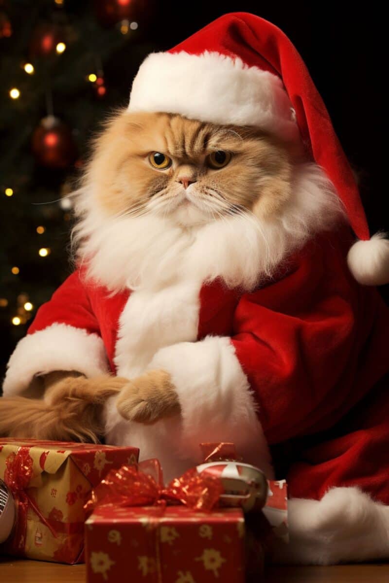 Funny christmas cat picture.