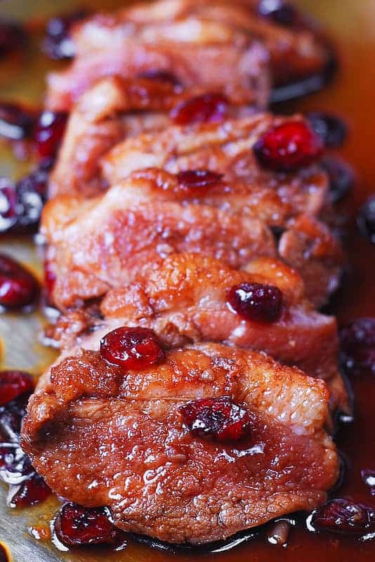 Christmas dinner-pork loin with cramberries