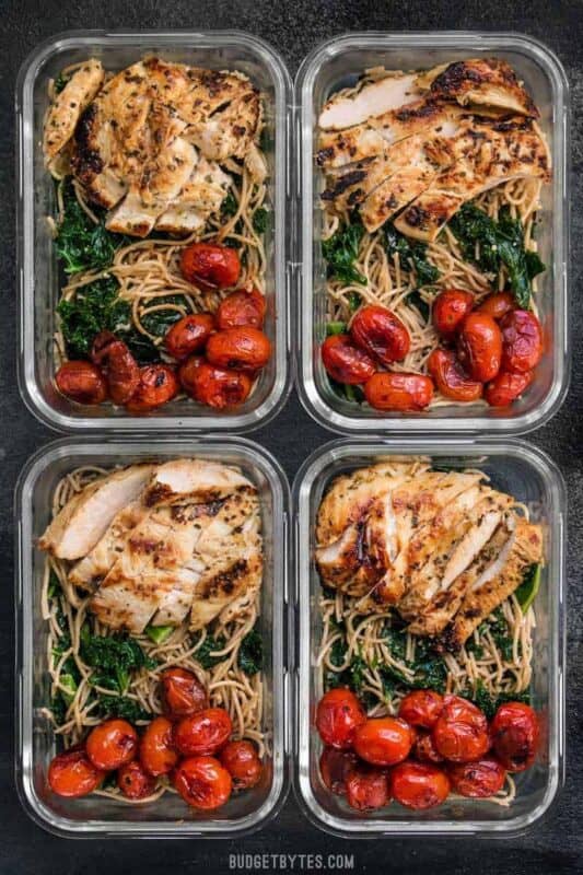meal prep grilled chicken kale pasta.