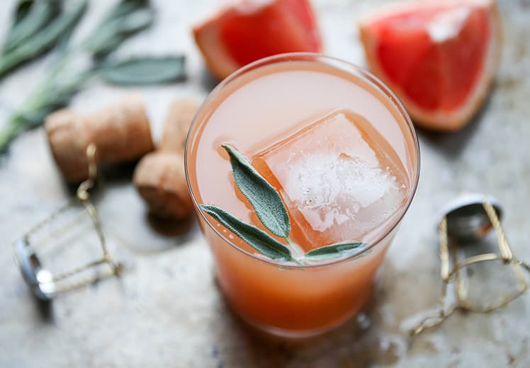 Grapefruit and Sage Champagne Cocktails.