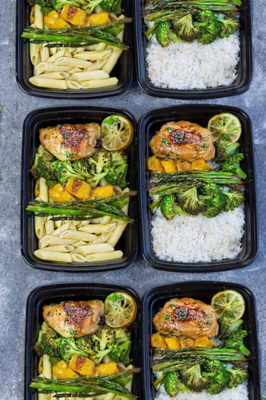 Meal prep honey lime chicken with asparagus
