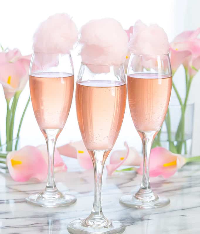 COTTON CANDY CHAMPAGNE COCKTAILS.