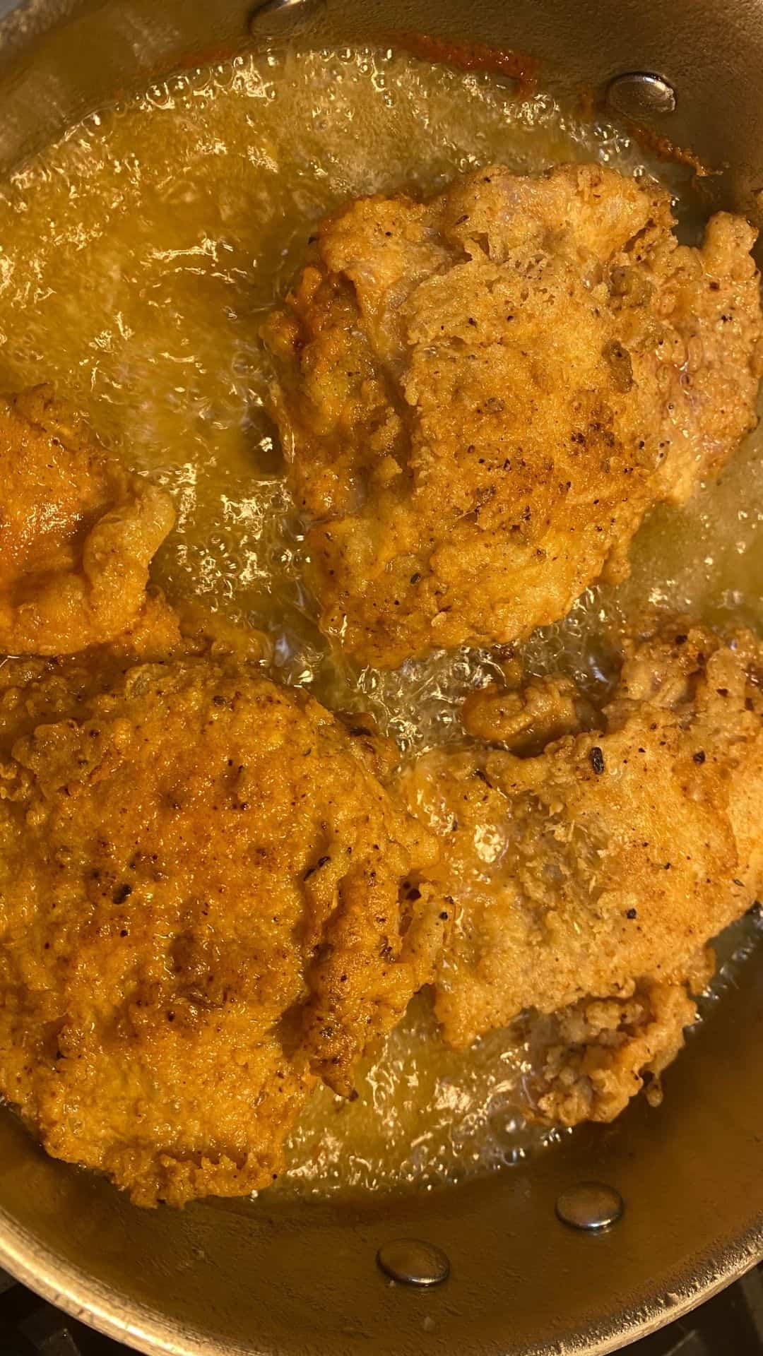 frying chicken in oil