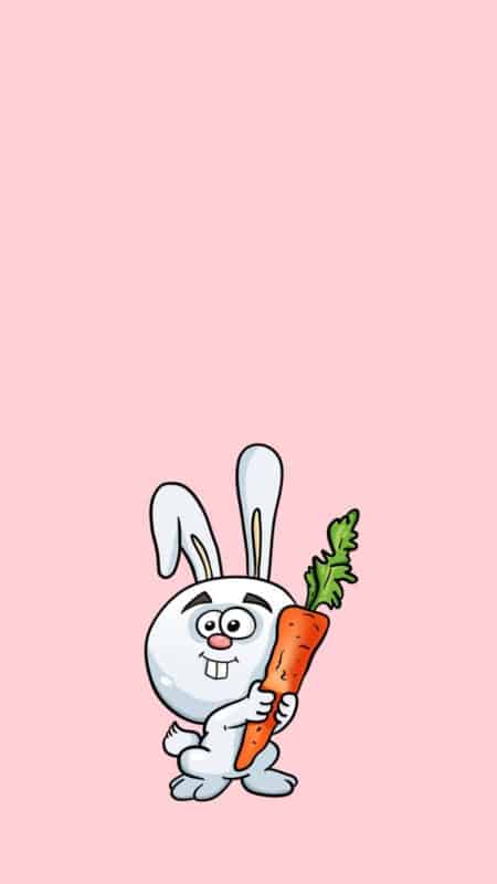Cute iPhone Wallpaper | cute rabbit holding a carrot on pink background