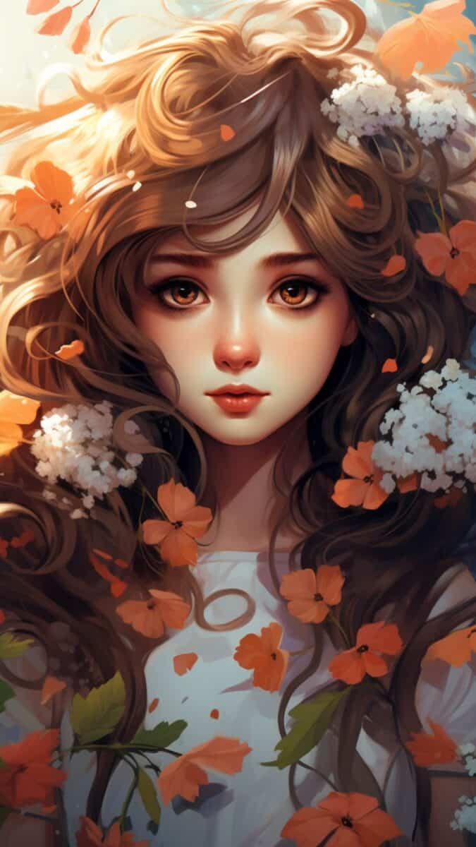 Ethereal Girl with flowers in her hair.