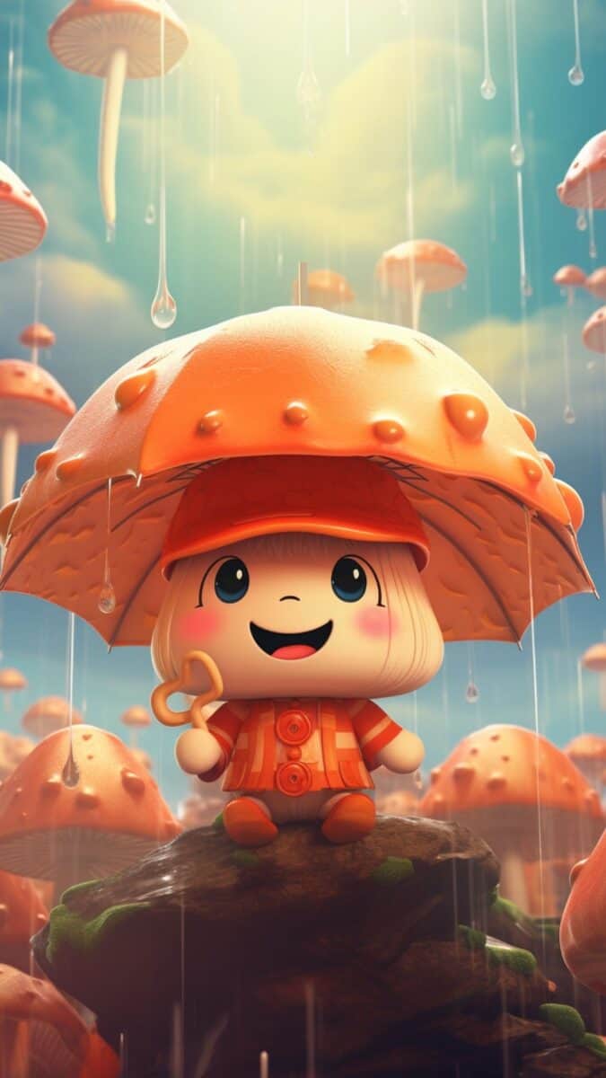 Little cute mushroom cartoon.