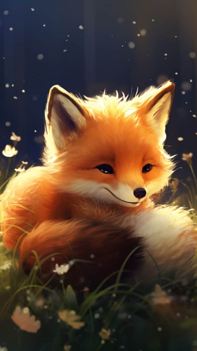 Cute little fox phone wallpaper.