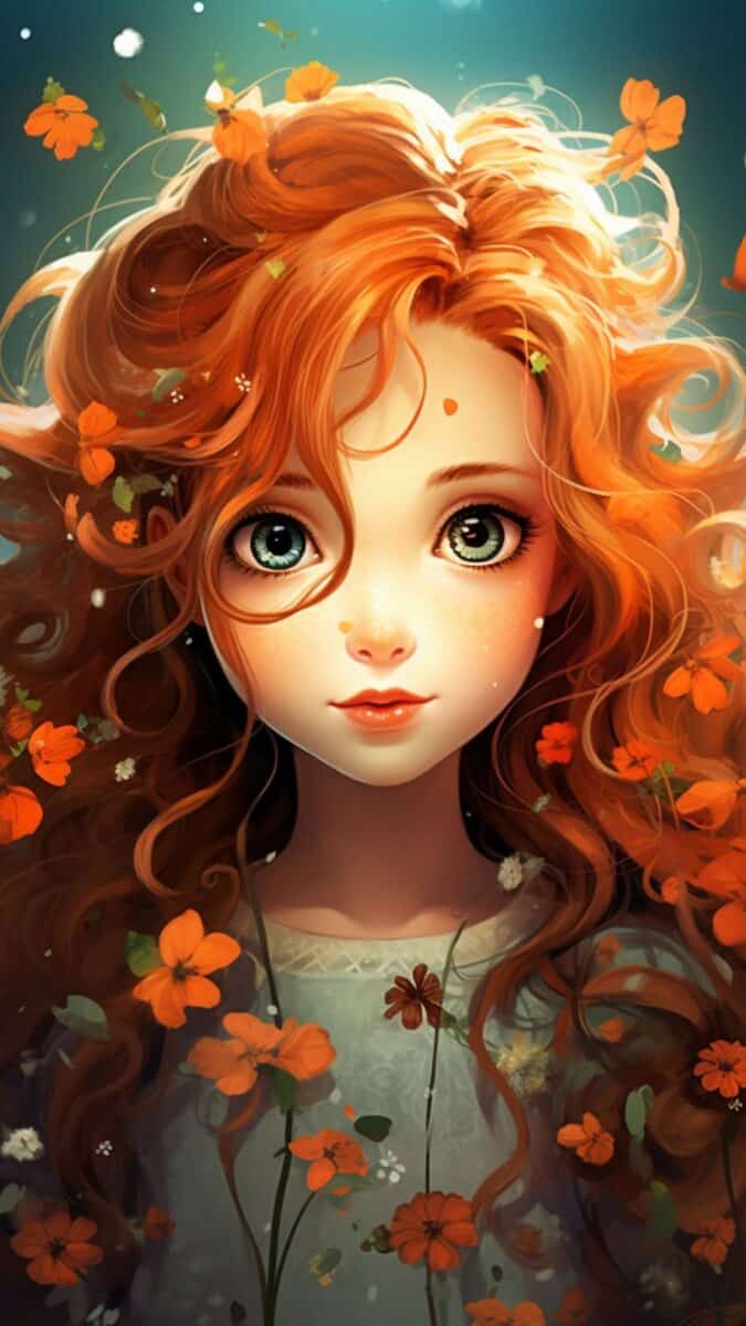 Photorealistic girl with flowers floating around her.