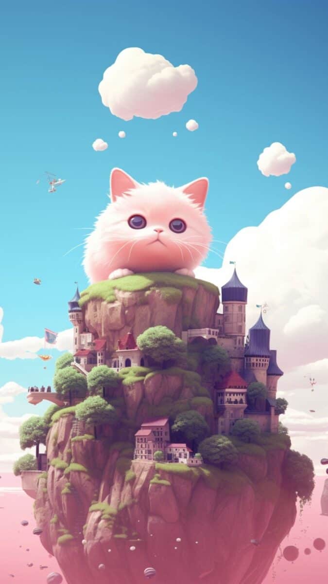 Cute cat on top of a small hill.