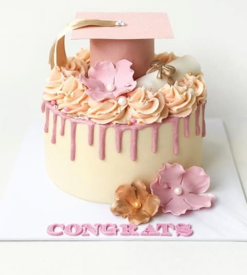 Cream Cake with Pastel Flowers