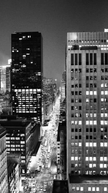 Black White NYC city lights iPhone Wallpapers