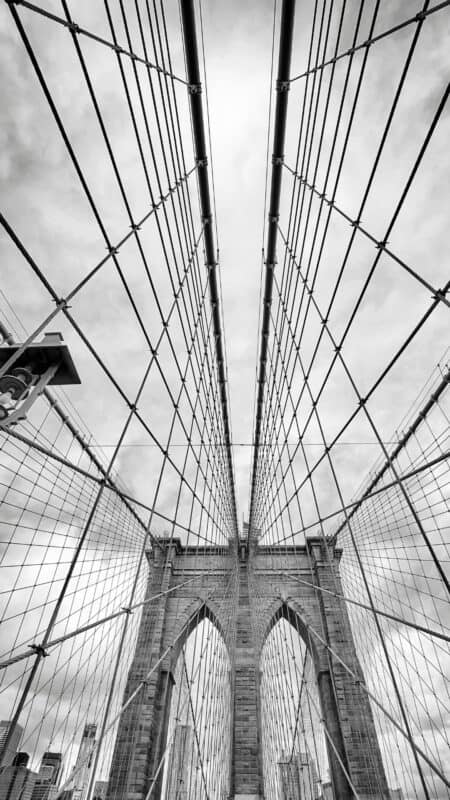 Black White NYC Brooklyn Bridge iPhone Wallpapers