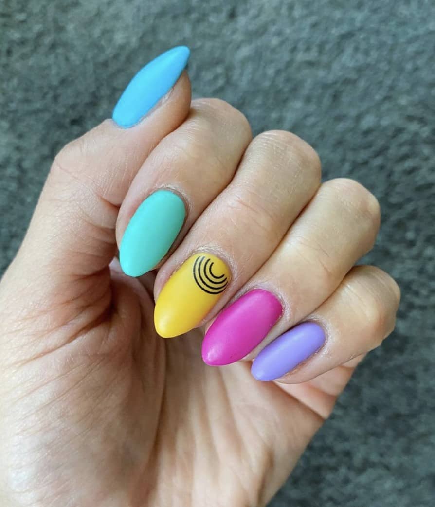 Summer Rainbow Nails, rainbow nail designs