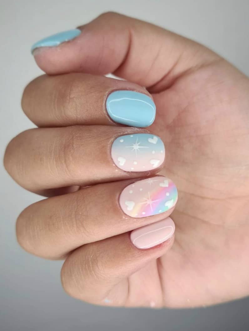 Summer Rainbow Nails, rainbow nails acrylic