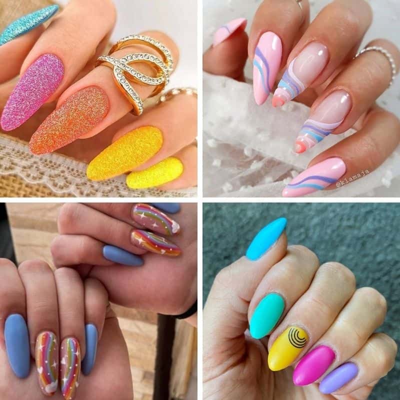 Summer Rainbow Nails, summer nail designs