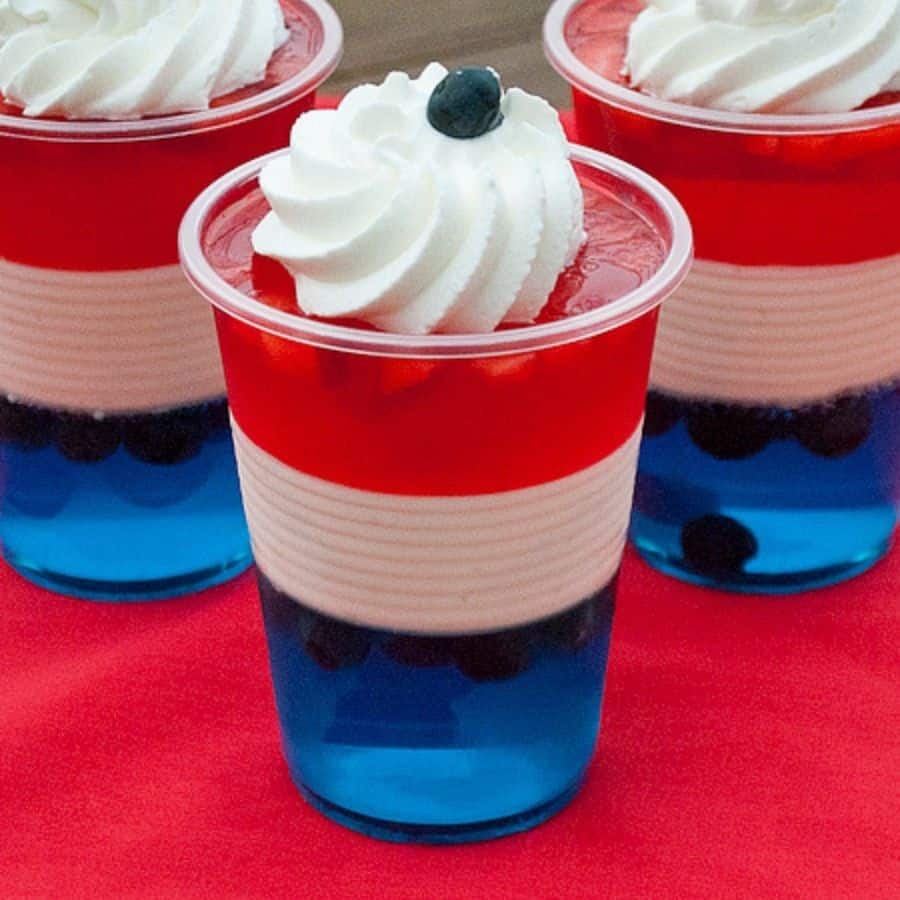 red white and blue jello cups 4th fo July Recipes