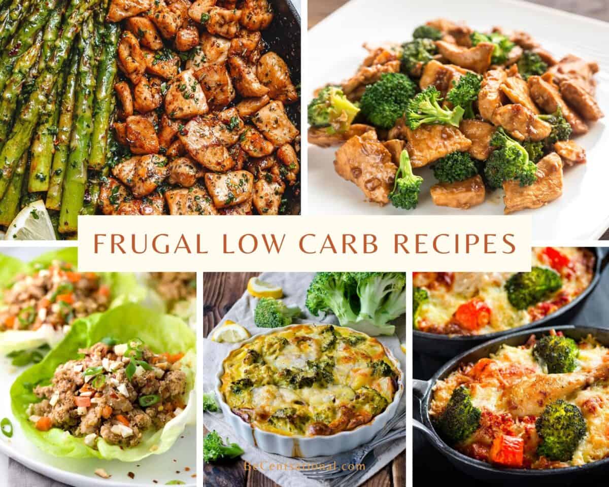 Frugal low carb recipes with chicken broccoli, lettuce chicken wraps, and green bean casserole.