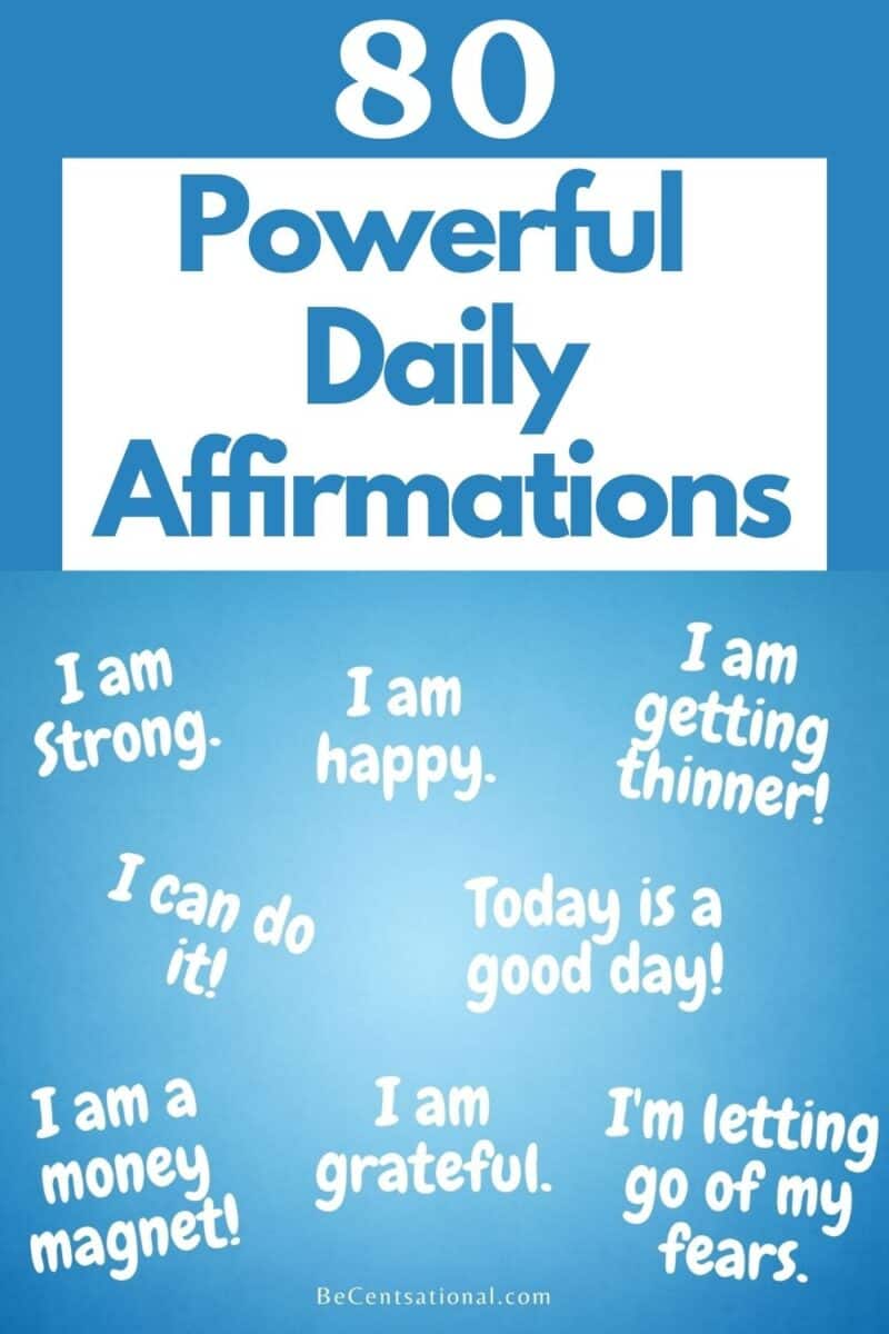 80 powerful daily affirmation on sky blue background