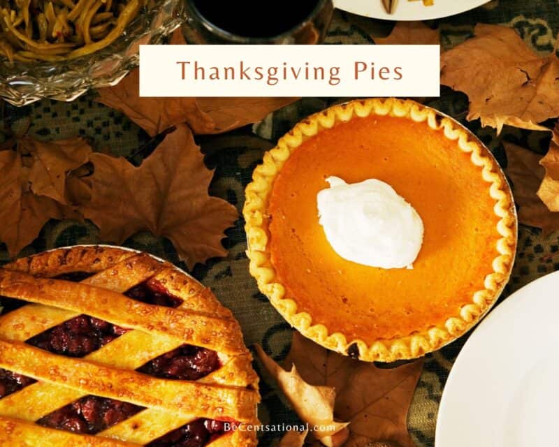 Thanksgiving pies blueberry pie and pumpkin pie.