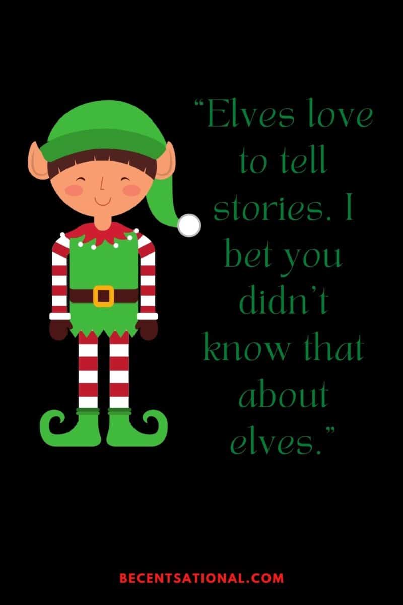 “Elves love to tell stories. I bet you didn’t know that about elves.” buddy