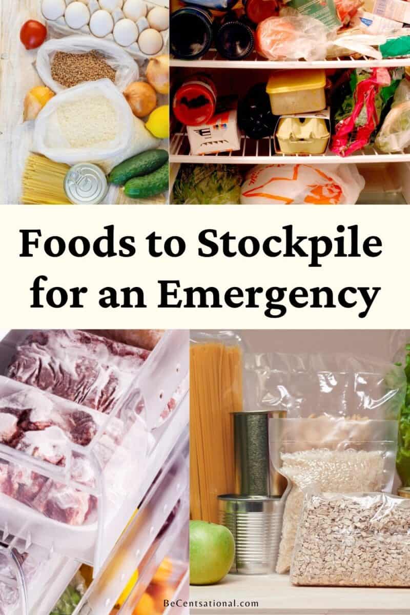 for an Emergency. collage of food stockpiles