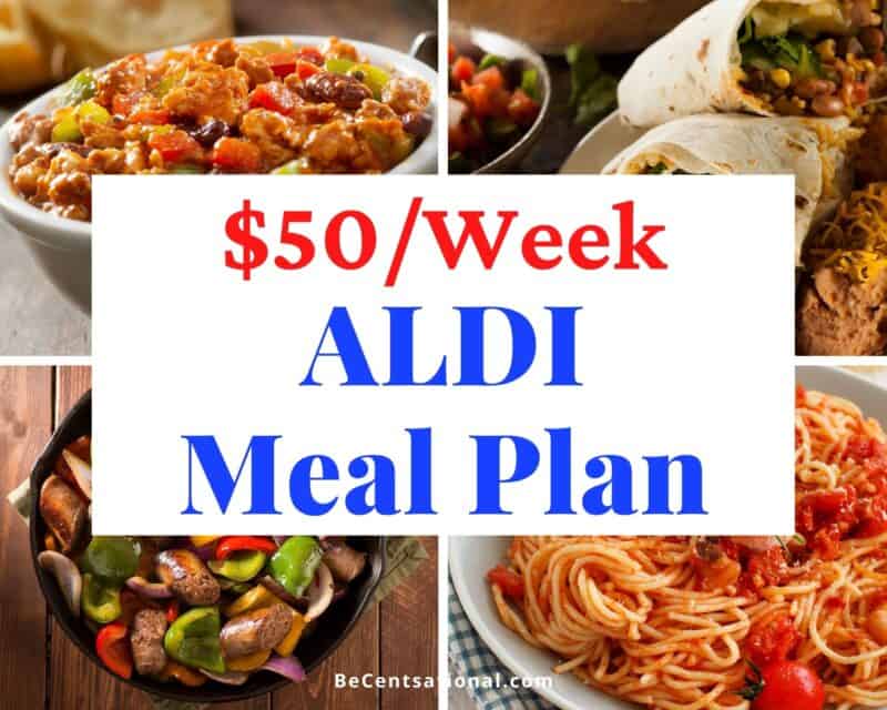 a $50 dollar a week cheap aldi meal plan.