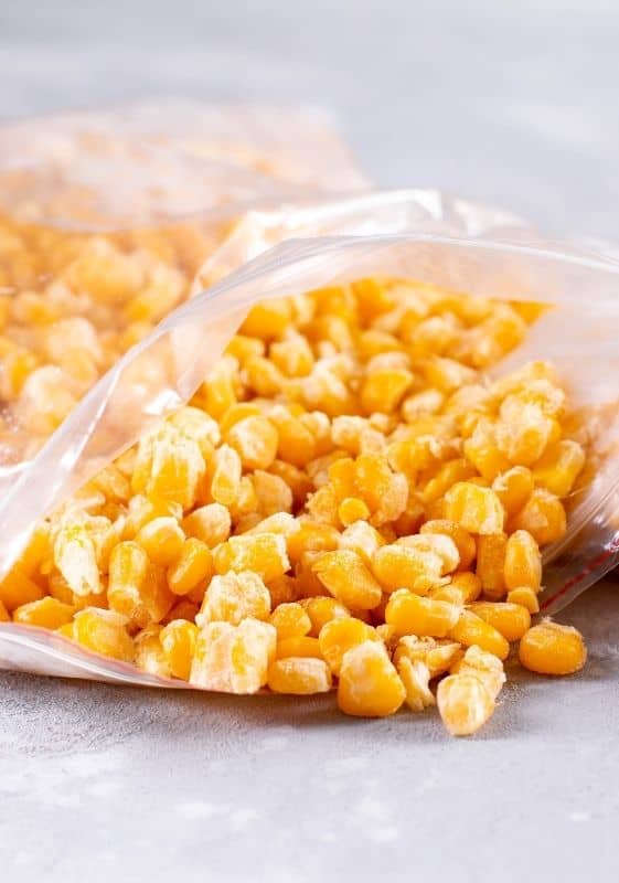 Open bag of frozen corn. Does frozen corn goes bad?.