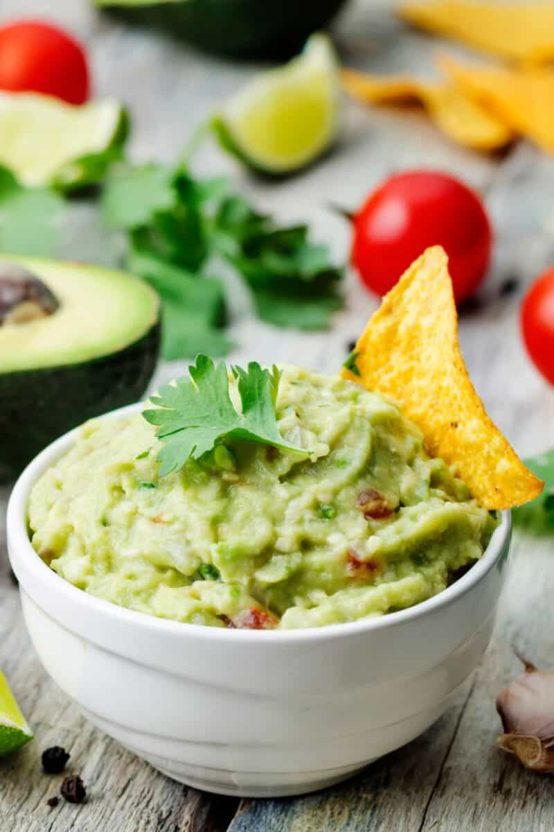 A bowl with guacamole freshly made.