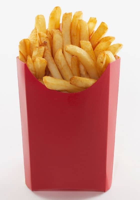Fries in a box container. How to Reheat McDonald's Fries