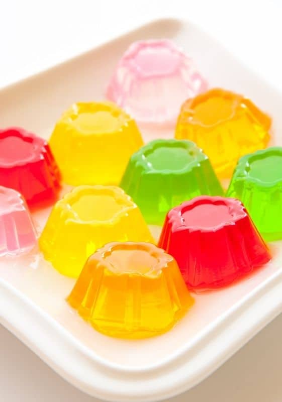 What are all the jello colors. Tray with various jello flavors.