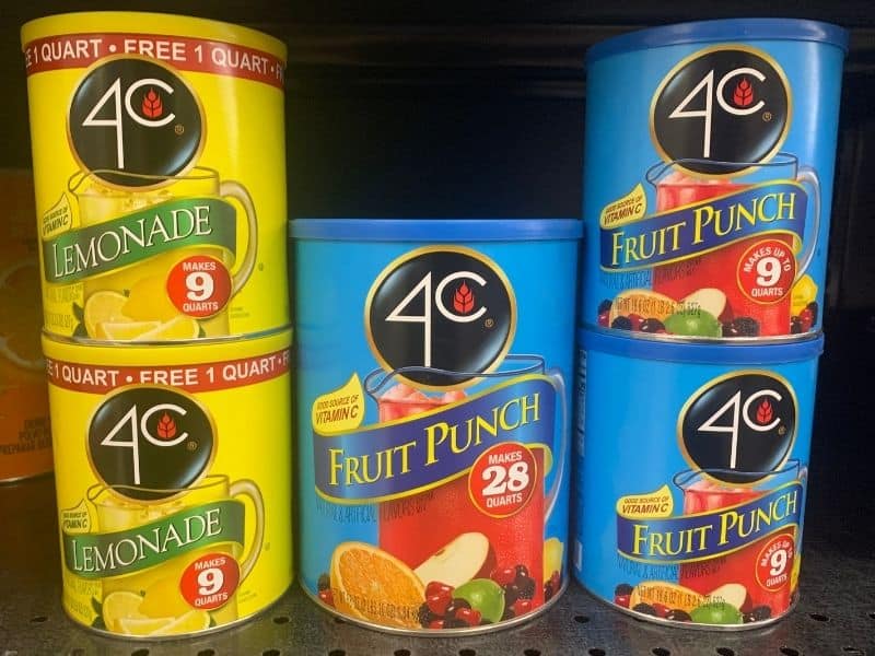 Does 4C Iced Tea Expire. Five containers of 4C Iced Tea in lemonade and fruit punch flavors.