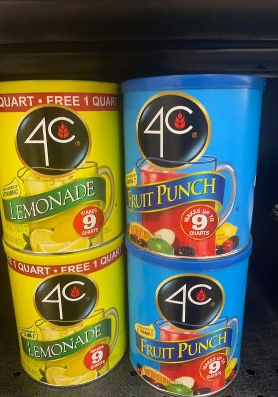 Does 4C Iced Tea Expire. Four containers of 4C Iced Tea in lemonade and fruit punch flavors.