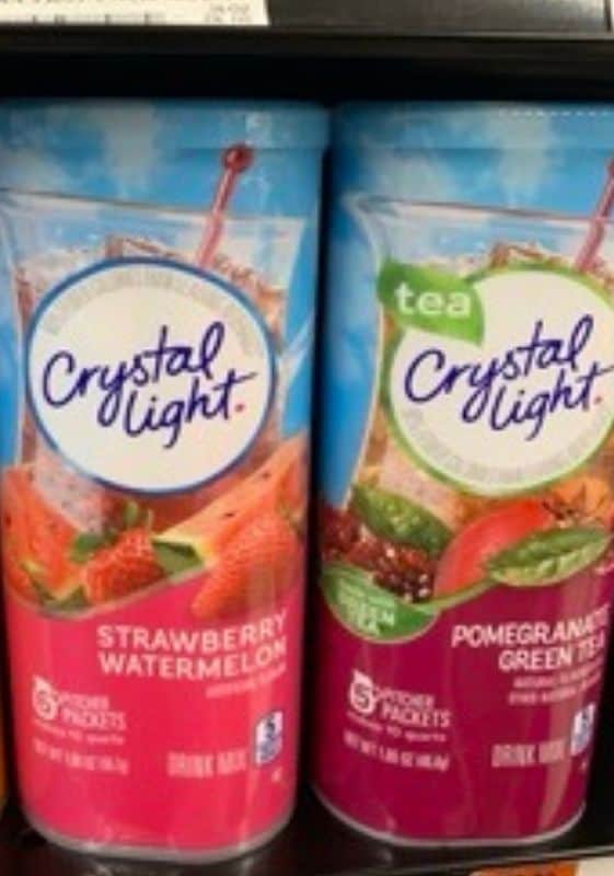 Two crystal light containers, strawberry watermelon and pomegranate green tea. Does Crystal Light Powder Expire.