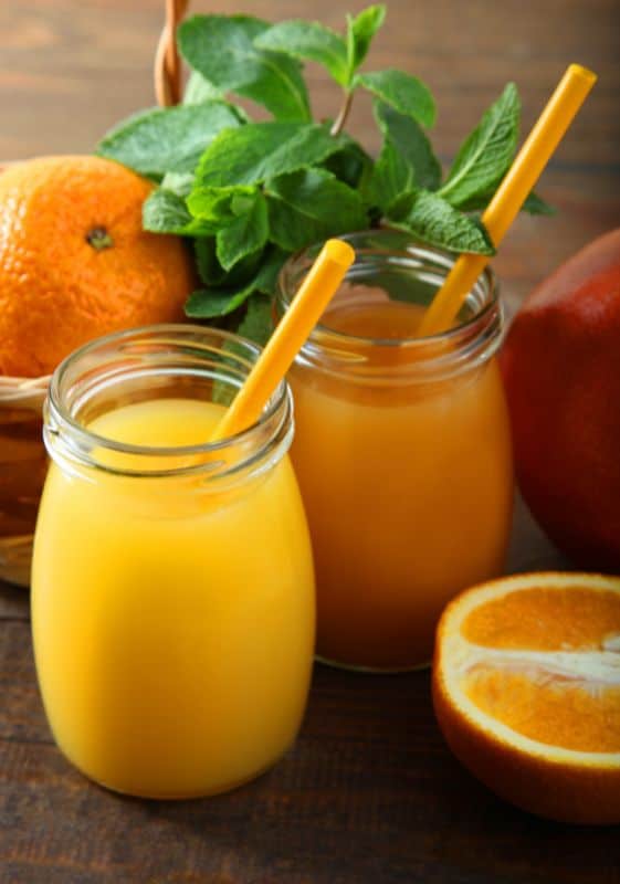 Two jars of citrus juices from concentrate. Does juice concentrate go bad?