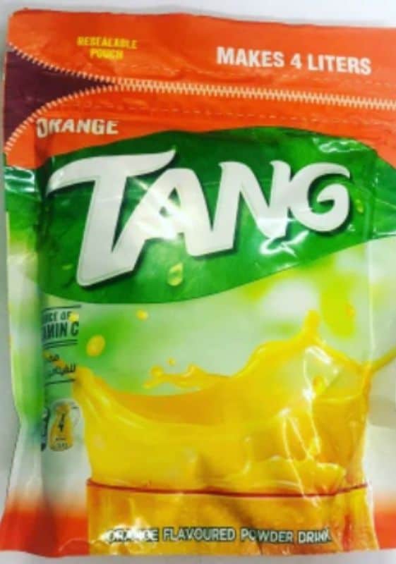 A bag of Tang mix in the flavor of orange.
