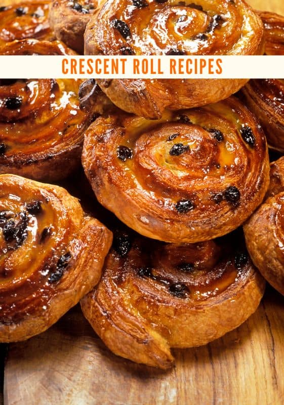 Crescent roll recipes showcasing pastry breakfast rolls with raisins.