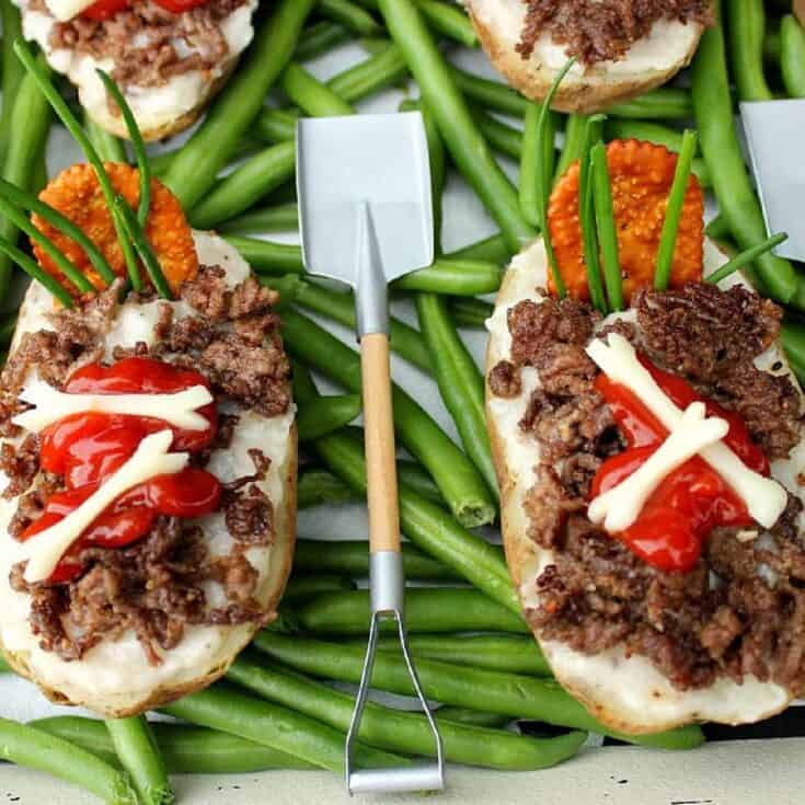 Image for Twice Baked Halloween Potato Graves Recipe