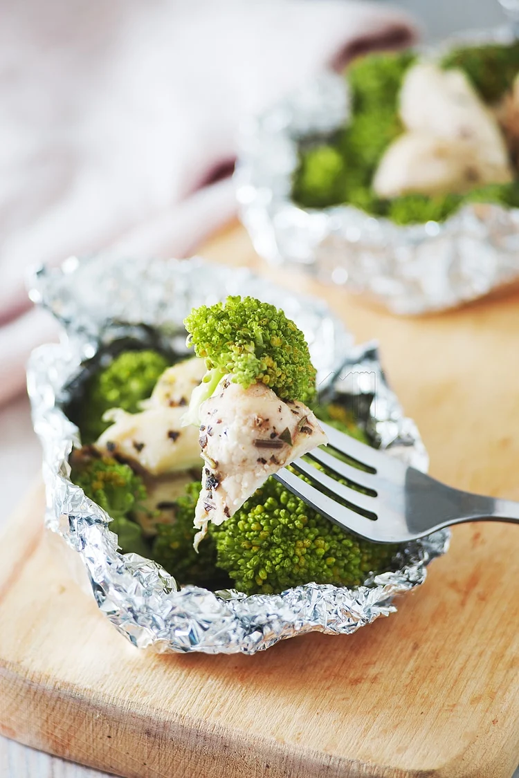 Foil Baked Chicken and Broccoli