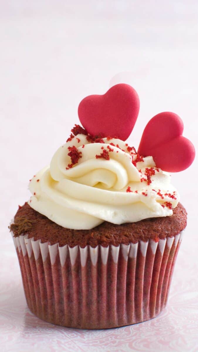 red velvet cupcake perfect for that special someone on valentines day.