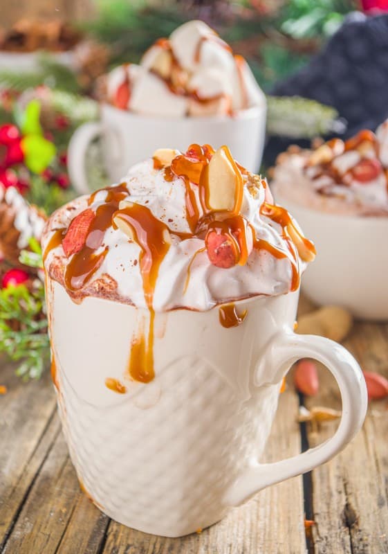 Caramel hot chocolate with rumchata.