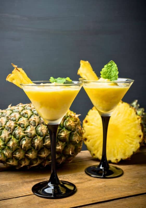 Two Coconut pineapple martinis made with Captain a Morgan rum.