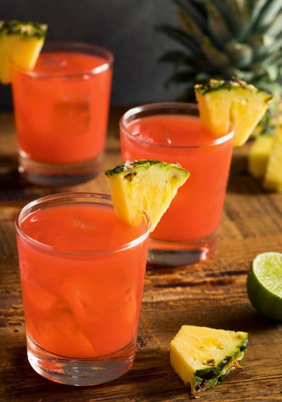 Three rum punch cocktails made with Captain Morgan's rum.