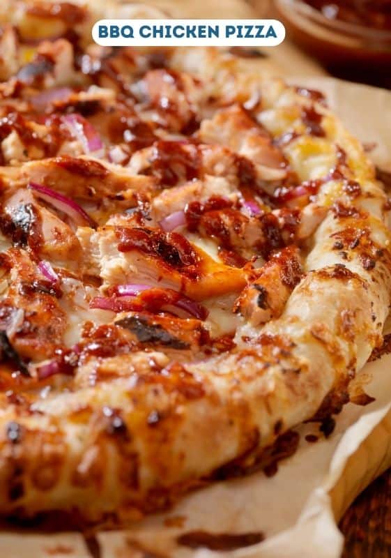 BBQ chicken pizza ideal for Saturday Night Family Dinner Ideas.