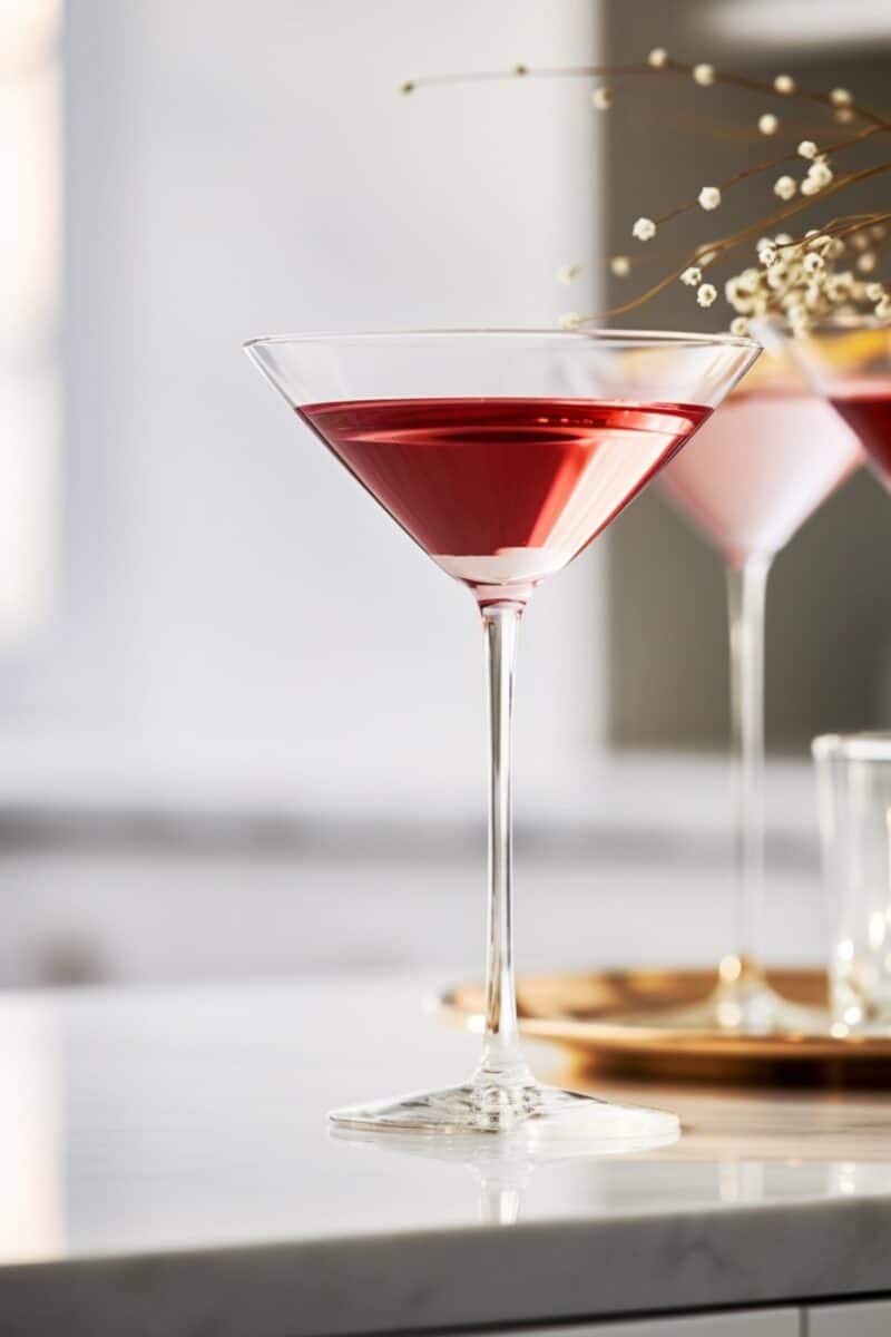 Cranberry Martini, a holiday classic, presenting a fusion of sweetness and tartness in an elegant glass.