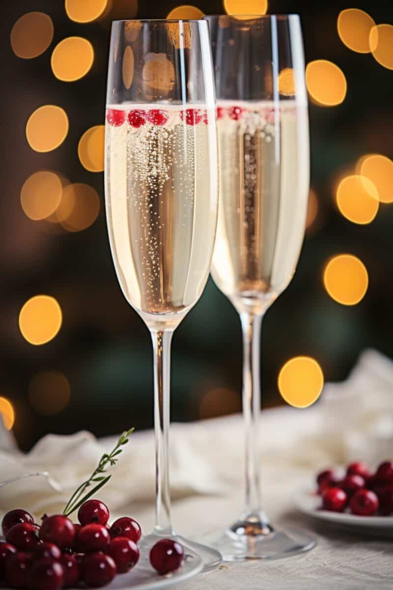 A cozy and inviting scene featuring two White Christmas Mimosa next to holiday ornaments and lights, reflecting the warmth and joy of the season.