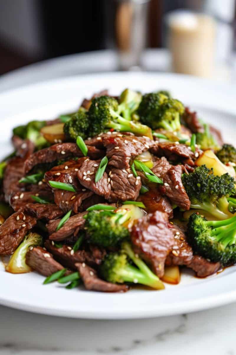 A mouthwatering dish of beef and broccoli stir-fry, focused on low-carb ingredients, perfect for a keto diet.